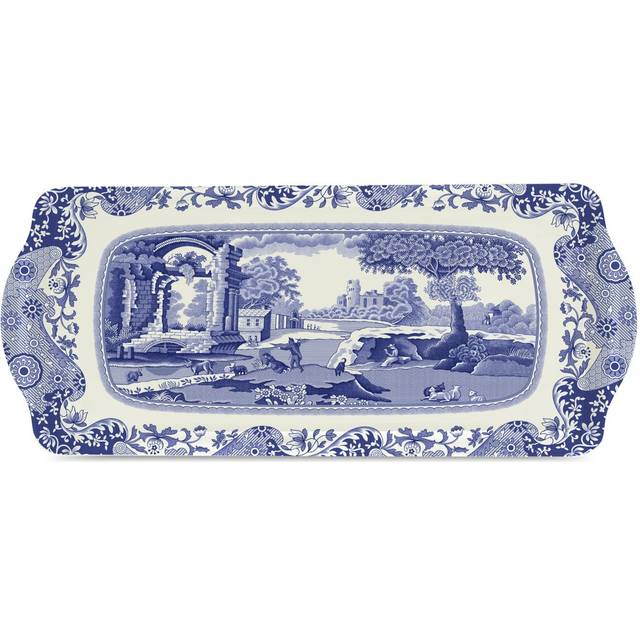 Blue Italian Smörgåsbricka Melamin 38,5 x 16,5 cm - Blått och vitt