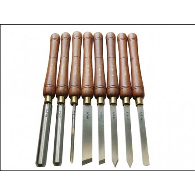 Faithfull HSS Turning Chisel Wooden Boxed Set of 8, Brown