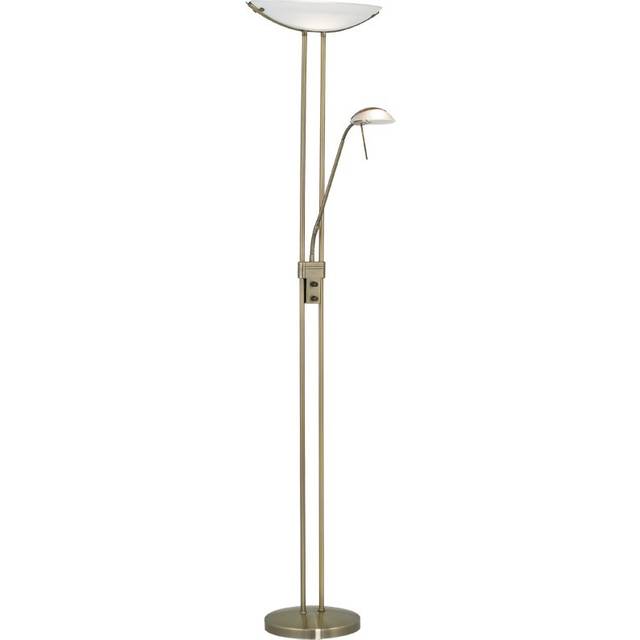 Eglo Baya - 2 Light Traditional Dimmer Floor Lamp Satin Nickel and Glass