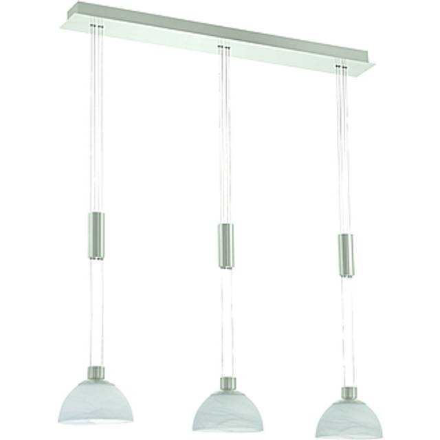 Eglo Montefio - LED 3 Light Rise And Fall Ceiling Pendant Bar In Satin Nickel Rectangular Plate