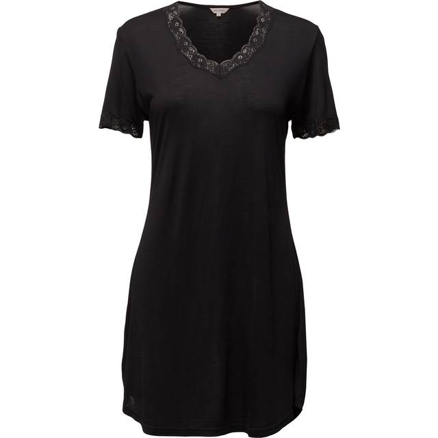 Lady Avenue Silk Jersey Nightgown - Black - Small