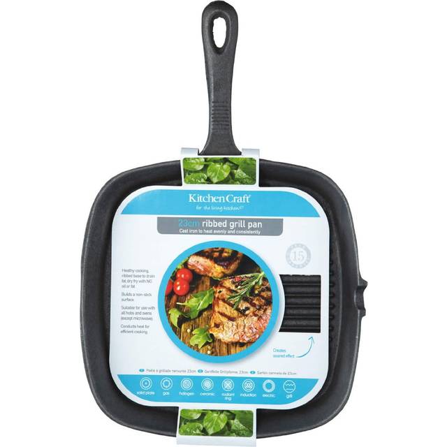 Deluxe Cast Iron Square Ribbed Grill Pan 23cm (Each)