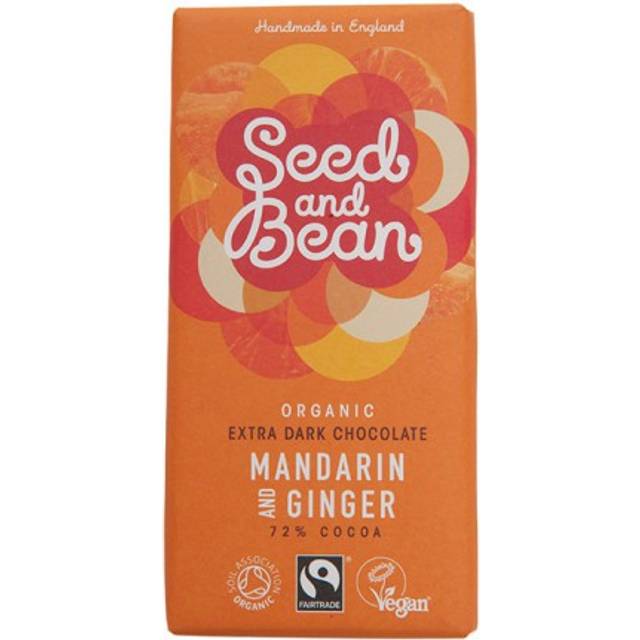 Seed and Bean Organic Extra Dark Chocolate Bar - Mandarin & Ginger - 75g