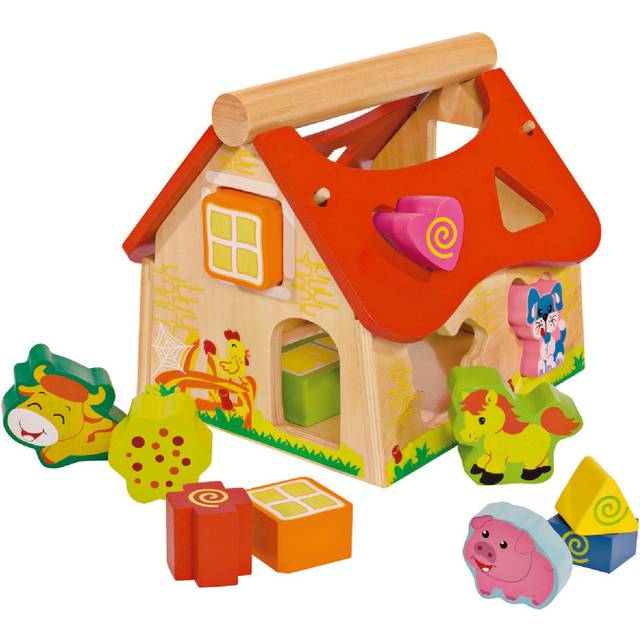 Eichhorn 100002098 Colourful Farmhouse Baby Toy Quality Wooden Sorter Comes with 15 Cute Shapes | for Ages 1 Plus