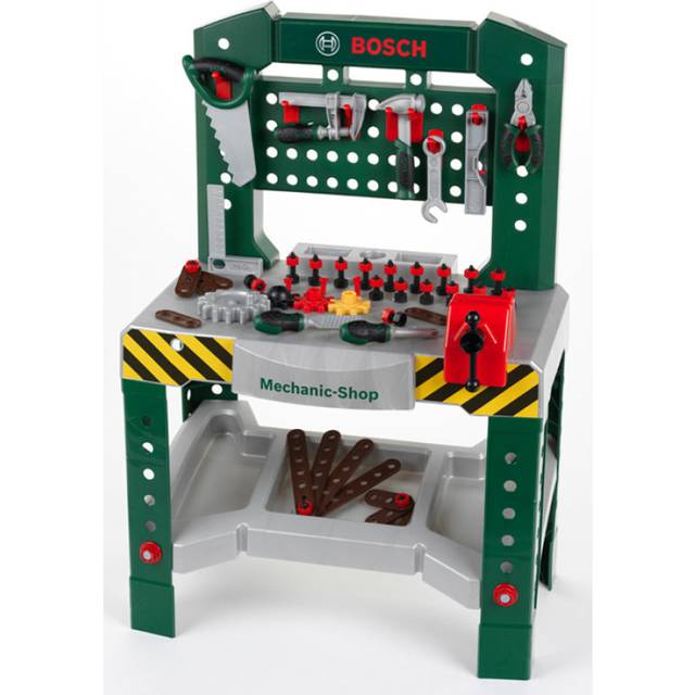 Theo Klein 8574 Bosch Workbench with 77 Parts I With Screwdriver and Spanner, Pliers, Hammer and Much More I Work Surface with Learning Function I