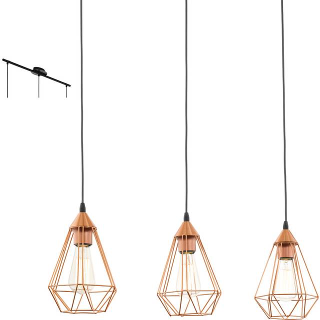 Eglo Tarbes Three Light Copper Geometric Pendant, Brown