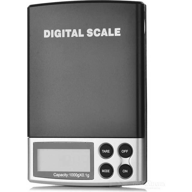 Digitalvåg i fickformat, upp till 1000 gram, bakgrundsbelyst