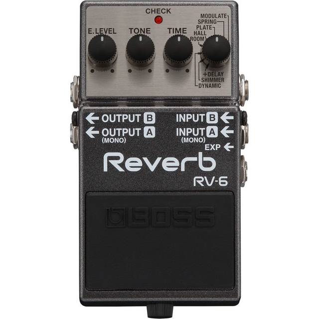 Boss RV-6 Compact Eight Reverb Effects Versatile I/O 100 Percent Wet Sound Digital Reverb Pedal - Multicolor