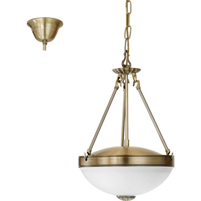 Eglo Hänglampa Savoy 2 ljuskällor, hängande lampa, vintage, rustik, hängande lampa av bruten gjuten metall, satinerat glas i vitt, matbord, vardagsrum, hängande med E27-sockel