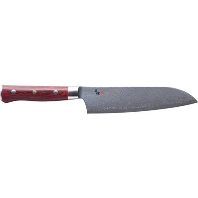Flame Classic Damascus Pro-Santoku 18 cm - Stål och rödbrunt