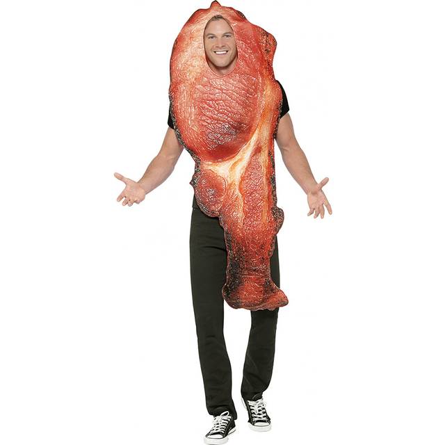 Smiffy's Men's Bacon Costume, Tabard With Sublimation Print, Funny Side, -  costume bacon fancy dress food stag mens outfit size rasher one funny