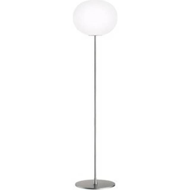 Flos - Glo-Ball F3 Floor Lamp - weiß/silber/mundgeblasenes Opalglas/Schirm HxØ 36x45cm/H 185cm/Gestell silber/Fuß grau Ø40cm - silver (185.0 x 45.0 x 45.0 x &#8960;45.0cm)