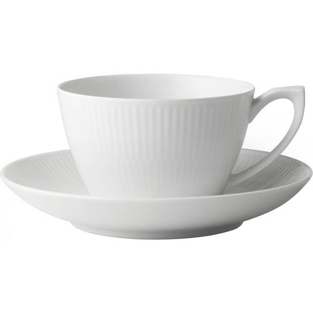 Royal Copenhagen - White Fluted Tekopp & Fat 28 cl - Tekoppar