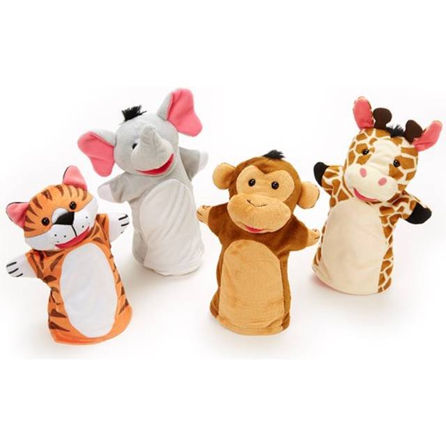 Melissa & Doug Zoo Friends Hand Puppets (Set of 4) - Elephant  Giraffe  Tiger  and Monkey