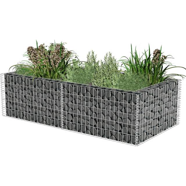 vidaXL Gabion Planter Galvanised Steel 180x90x50 cm - Silver