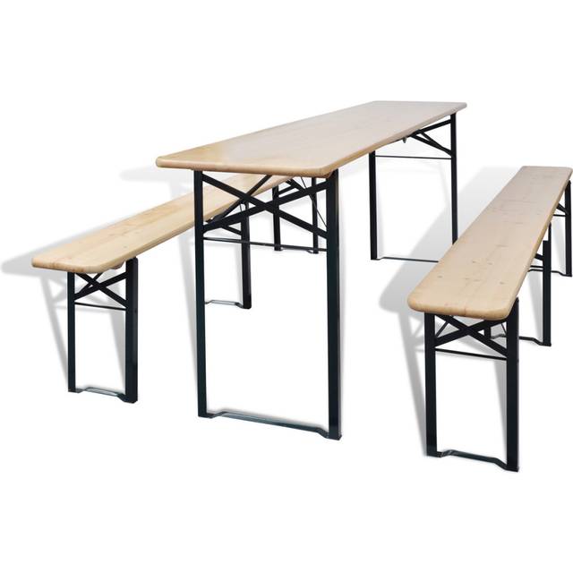 vidaXL Folding Beer Table with 2 Benches 220 cm Fir Wood - Brown