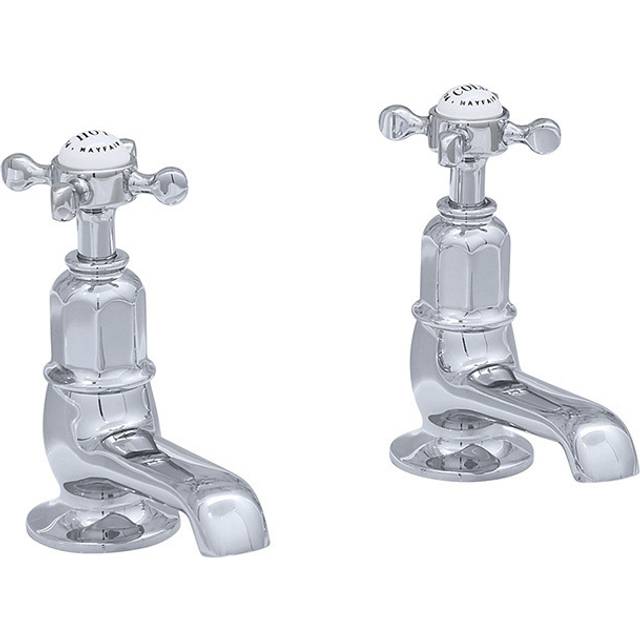 Perrin &amp; Rowe Perrin and Rowe Pair Basin Pillar Taps Crosshead Handles 3476 Finish: Chrome