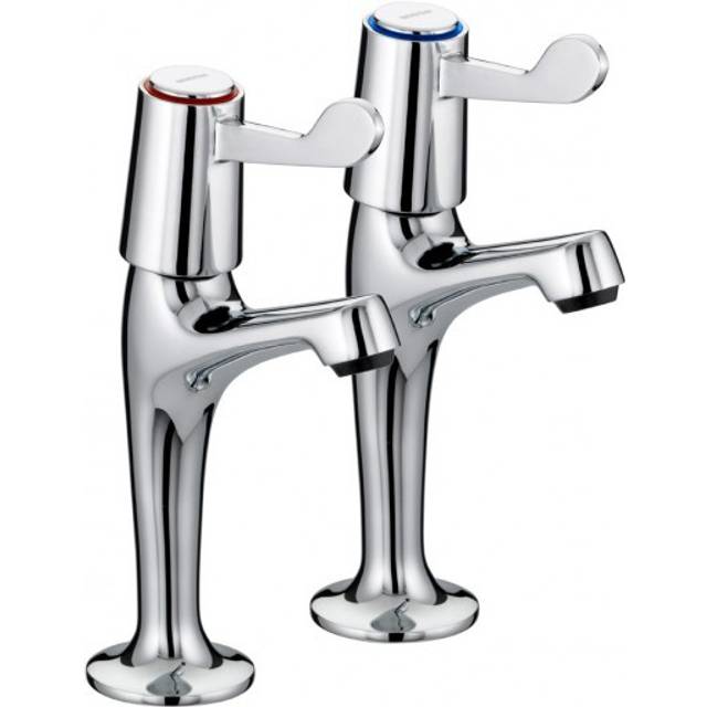Bristan Value Lever High Neck Pillar Kitchen Sink Taps with 6 Inch Levers and Ceramic Disc Valves | Chrome | Metal | 45mm x 185mm x 165mm