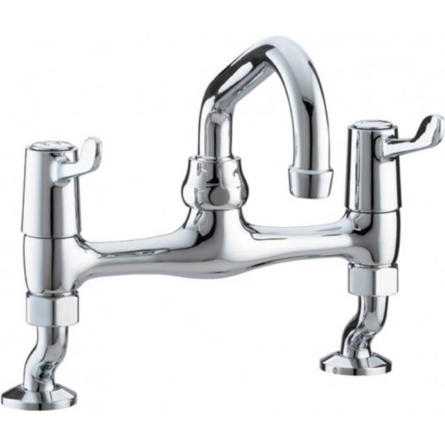 Bristan Value Lever Pillar Bridge Kitchen Sink Tap with Ceramic Disc Valves | Chrome | Metal | 240mm x 230mm x 235mm