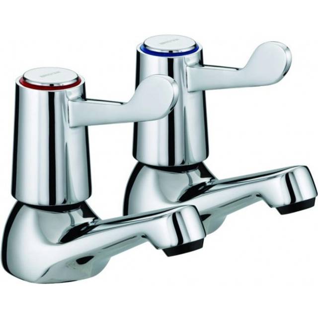 Bristan Value Lever Basin Taps with 6 Inch Levers and Ceramic Disc Valves | Chrome | Metal | 45mm x 115mm x 150mm
