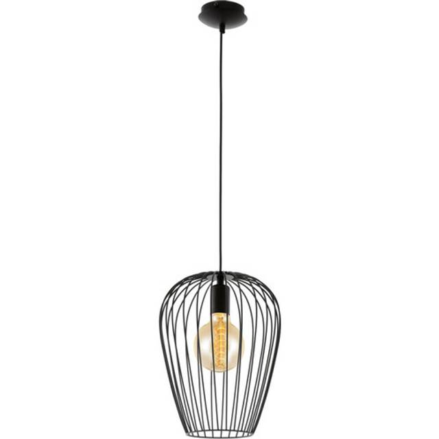 Eglo Black Steel Caged Single Pendant, Black