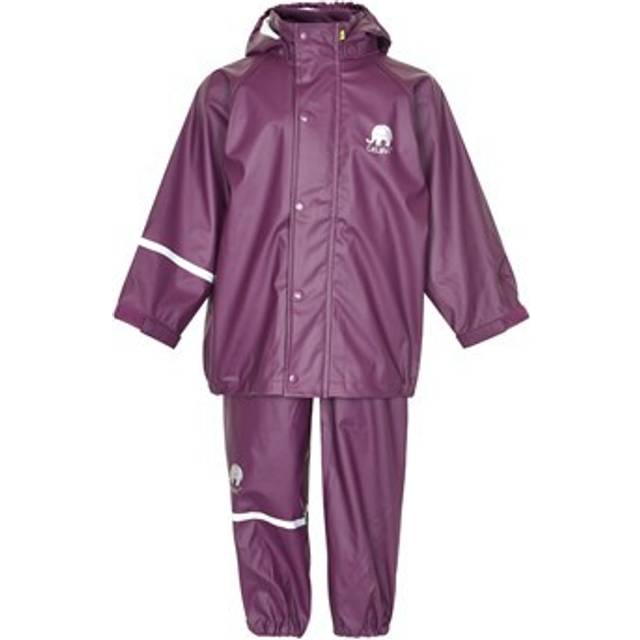 CeLaVi Unisex tvådelad regndräkt för bebisar, Mörklila (Blackberry Wine 666), 90 cm