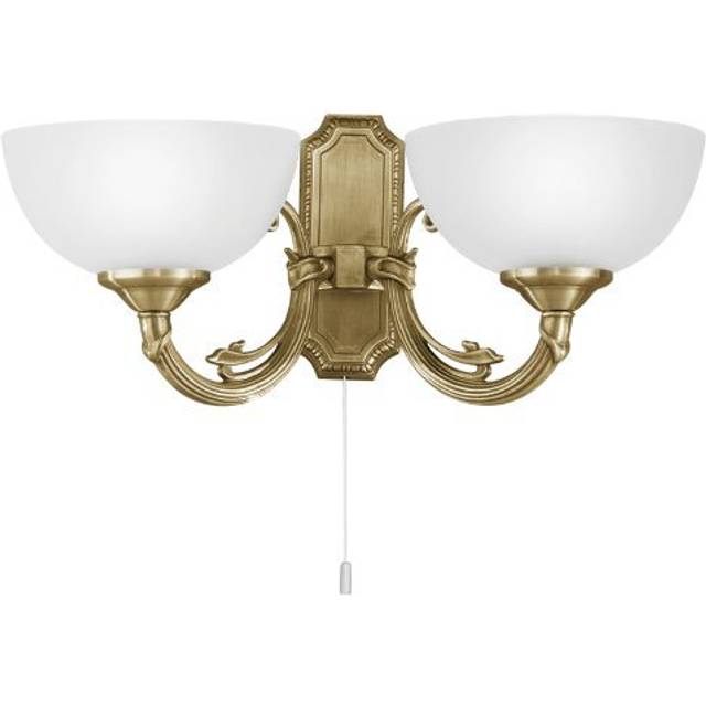 EGLO Savoy Wall Light 2-Bulb Wall Light Vintage Rustic Wall Light Interior Made of Cast Metal Satin Glass Living Room Lamp Hallway Lamp in Burnished