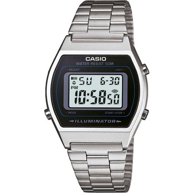 Casio classic digital watch with stainless steel band silver - b640wd-1avef
