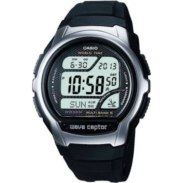 Casio Wave Ceptor LCD Digital Black Resin Strap Watch