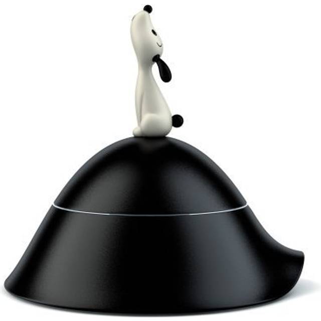 Di Alessi Lulà hundskål med lock i 18/10 rostfritt stål och termoplastisk harts, svart, 21 cm (1 pack)