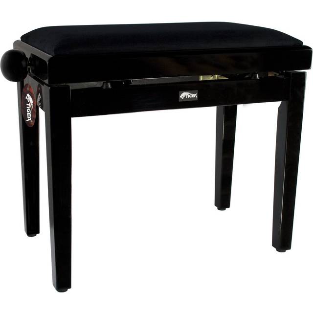 Tiger PST14 Piano Stool, Height Adjustable Wooden Piano Bench in Black