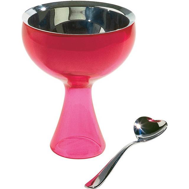 Alessi - Big Love Ice Cream Bowl with Spoon - blau, edelstahl/glänzend poliert/H 15cm / Ø 12cm/25cl - stainless steel (15.0 x &#8960;12.0cm)