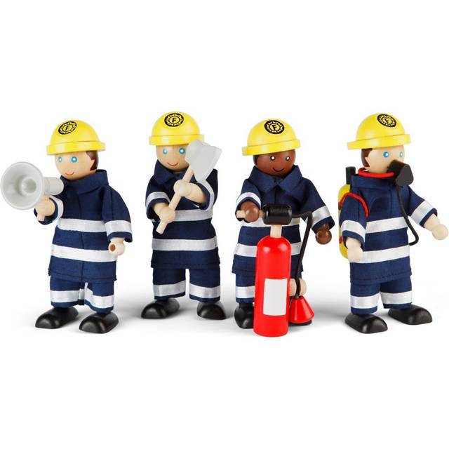 Tidlo 4 Wooden Firefighter Figures, Blue