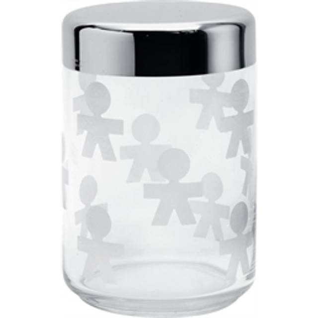 Alessi - Girotondo Kitchen Box - transparent, edelstahl/glänzend poliert/H 15,8cm / Ø 10,5cm/100cl - stainless steel (15.8 x &#8960;10.5cm)