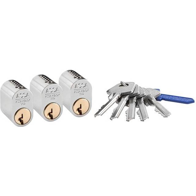 Cylinder 1201 Med 3 Nycklar Mattkrom Assa Abloy
