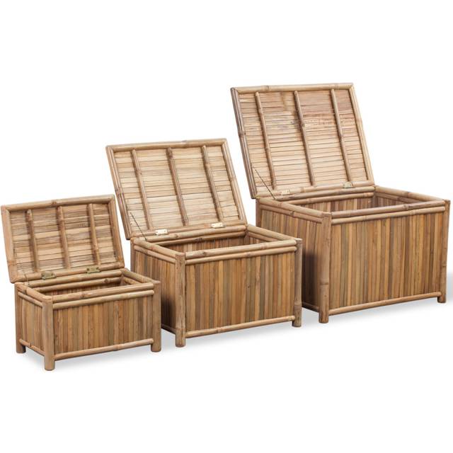 vidaXL Storage Boxes 3 pcs Bamboo - Brown