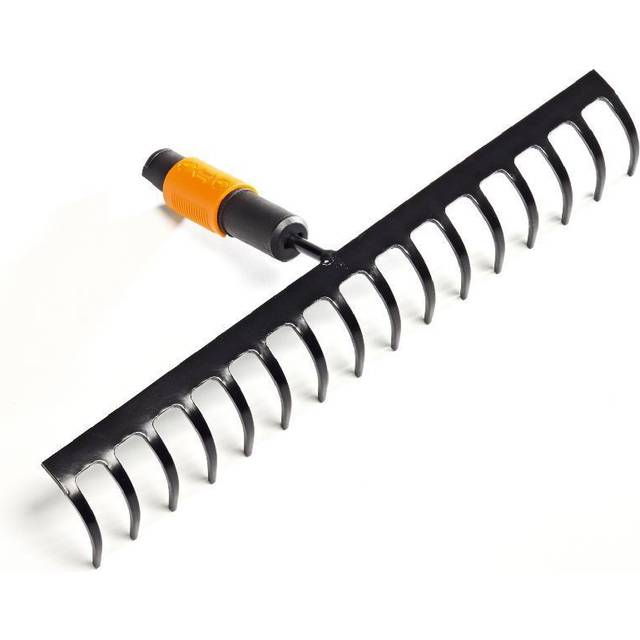 Fiskars kratta med 16 pinnar, verktygshuvud, bredd: 40 cm, pinnar av härdat stål, svart/orange, QuikFit, 1000654