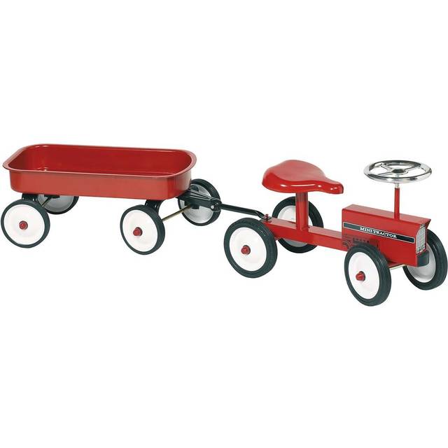 Robbie Toys Goki Ride-on Metal Tractor with Trailer - Rolly Toys - Red - 112 x 25.5 x 40 cm