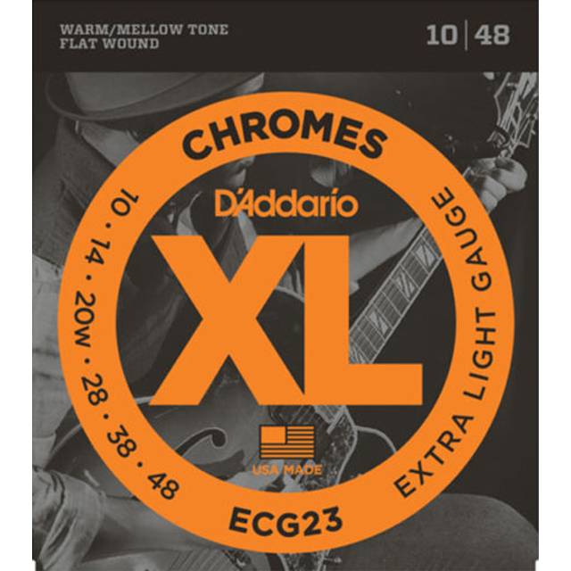 D'Addario Chromes Flat Wound Electric Guitar Strings, Extra Light (ECG23)