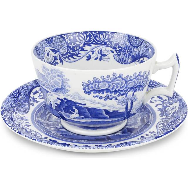 Blue Italian Breakfast Cup With Saucer, 28 cl