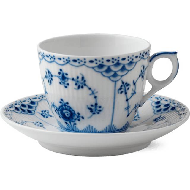 Royal Copenhagen Blue Fluted Half Lace Kopp och fat 17 cl - NO_SIZE Koppar Med Från Magasin - Blå (NO_SIZE)