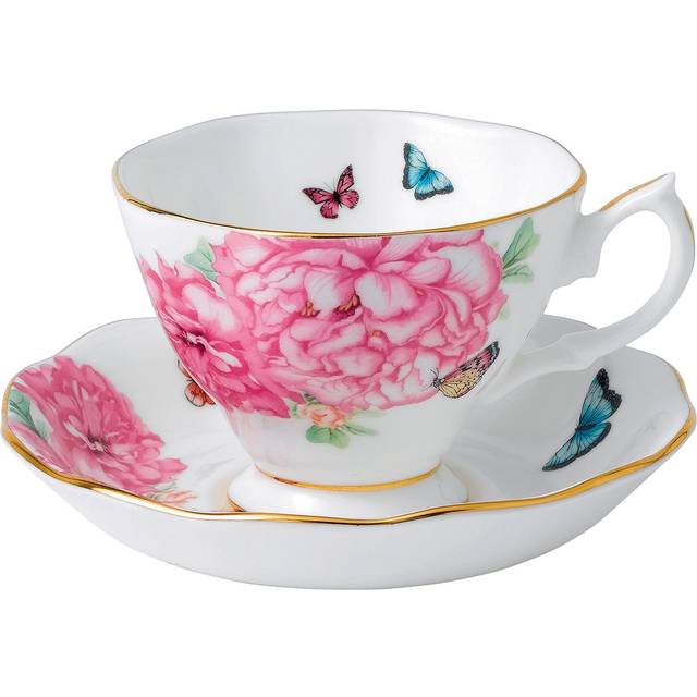 Royal Albert White, Pink and Green Miranda Kerr Friendship Teacup Saucer