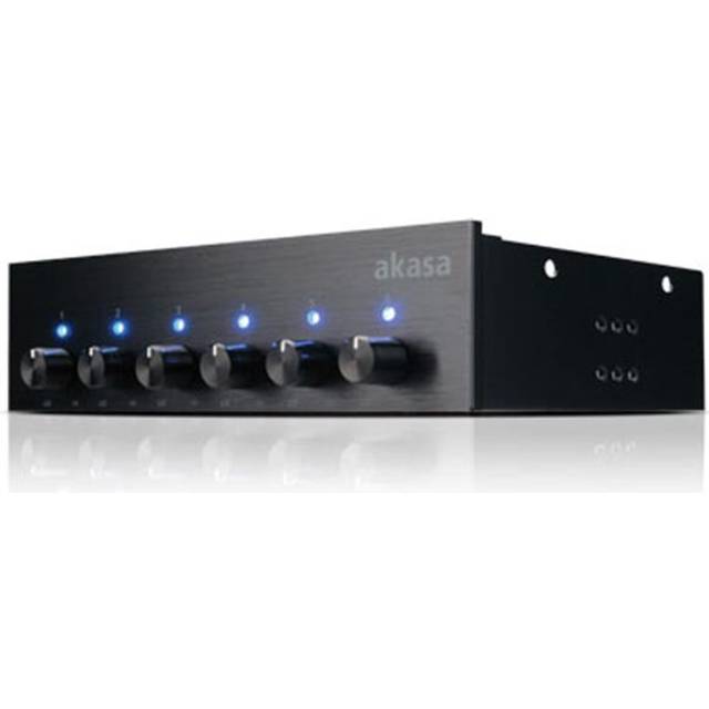 Akasa AK-FC-08BKV2 fan speed controller 6 channels Black