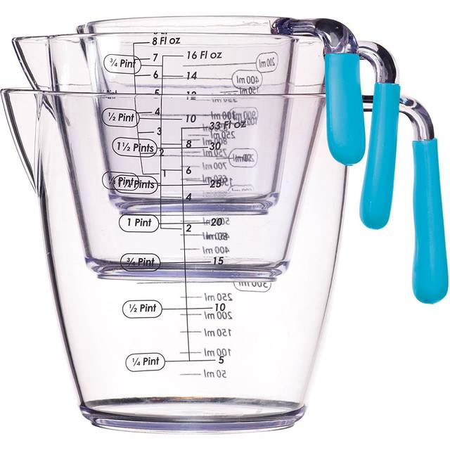 Colourworks 3-Piece Plastic Measuring Cup Set - Red;Clear (3)