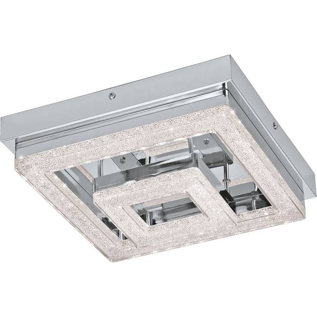 Eglo Fradelo Square Chrome and Crystal Ceiling Light Large, Silver
