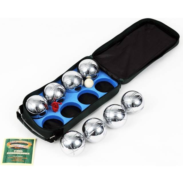 73mm 8 Ball Petanque/ Boule Set Silver Traditional Garden Games