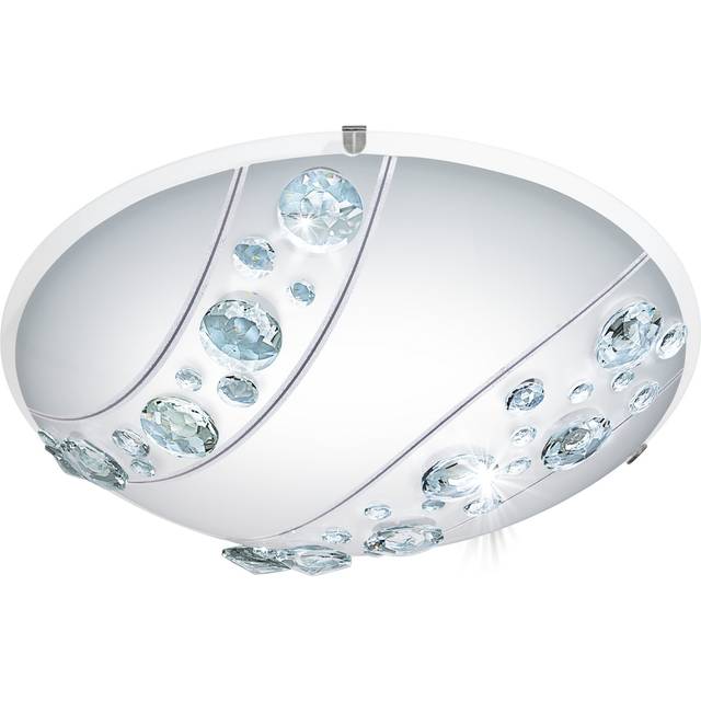 Eglo LED-taklampa, Nerini, 1 glödlampa taklampa, klassisk, vardagsrum av metall, glas med kristaller i vitt, svart, klar, sovrum, LED-korridorlampa neutral vit