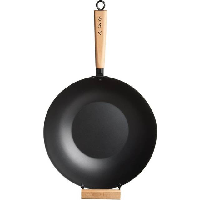 KitchenCraft World of Flavours Oriental 35cm Non-Stick Carbon Steel Wok - Black (35cm W)