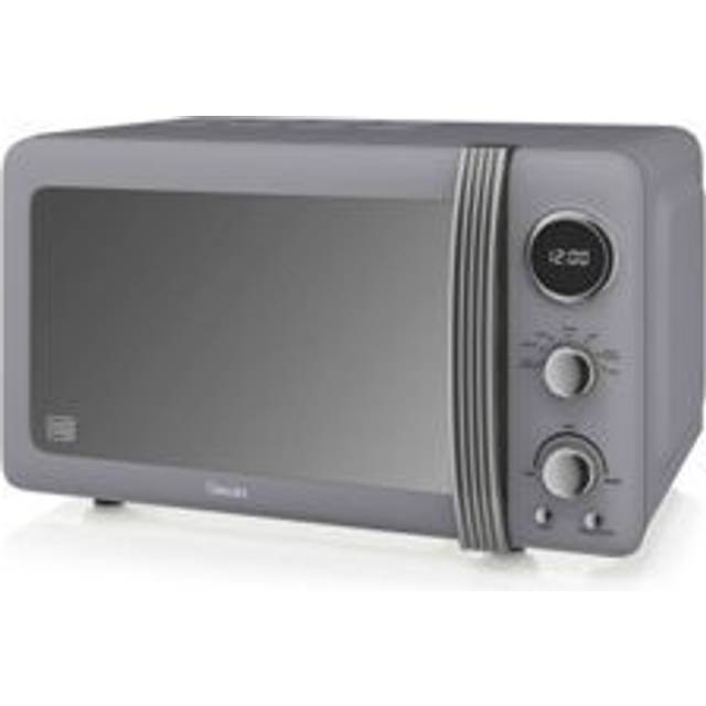 Swan SM22030GRN Retro 800W Digital 20L Solo Microwave - Grey, Grey