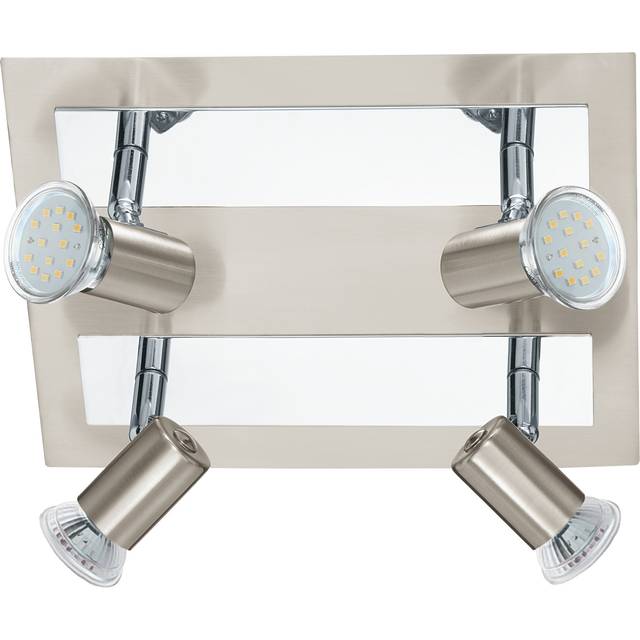 Eglo - Rottelo - 4 Light Square Adjustable Spotlight Chrome, Satin Nickel, GU10